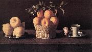 ZURBARAN  Francisco de, Still-life with Lemons, Oranges and Rose